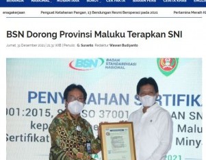 BSN Dorong Provinsi Maluku Terapkan SNI