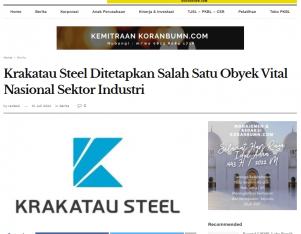 Krakatau Steel Ditetapkan Salah Satu Obyek Vital Nasional Sektor Industri