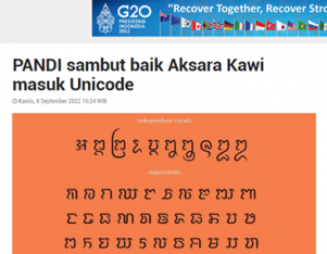 PANDI sambut baik Aksara Kawi masuk Unicode