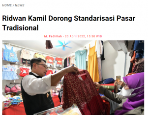 Ridwan Kamil Dorong Standarisasi Pasar Tradisional