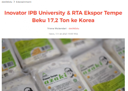 Inovator IPB University & RTA Ekspor Tempe Beku 17,2 Ton ke Korea