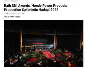 Raih SNI Awards, Honda Power Products Production Optimistis Hadapi 2022