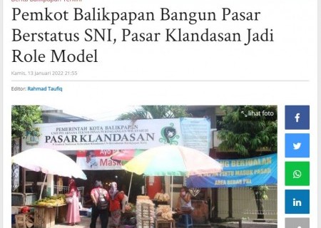 Pemkot Balikpapan Bangun Pasar Berstatus SNI, Pasar Klandasan Jadi Role Model