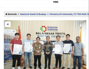 Pertama di Indonesia, CV TSM Raih SPPT SNI Produk Kaus Kaki