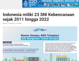 Indonesia miliki 23 SNI Kebencanaan sejak 2011 hingga 2022
