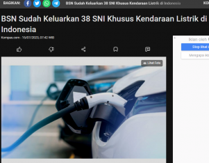 BSN Sudah Keluarkan 38 SNI Khusus Kendaraan Listrik di Indonesia
