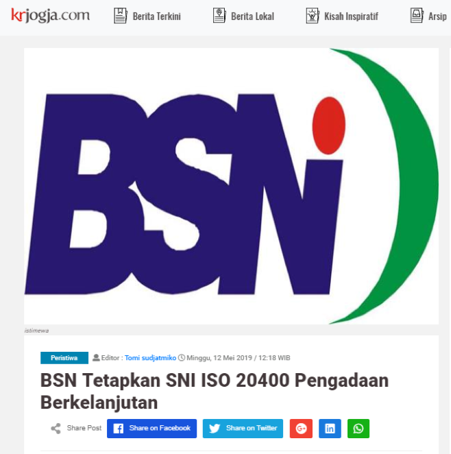 BSN Tetapkan SNI ISO 20400 Pengadaan Berkelanjutan